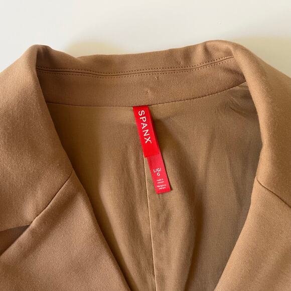 Spanx Ponte Vest Dress Office Quiet Luxury Stretch Neutral Toffee Tan Large NWT - Picture 9 of 15